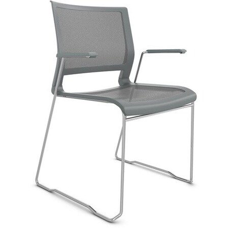 9TO5 SEATING Stack Chair, w/Arms, Mesh Back/Seat, 21inx21-1/2inx33in, Gray NTF1081GTCFP14